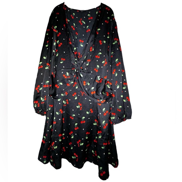 Simply Be Dresses & Skirts - Simply Be Black Cherry Long Sleeve Mini Dress NWOT